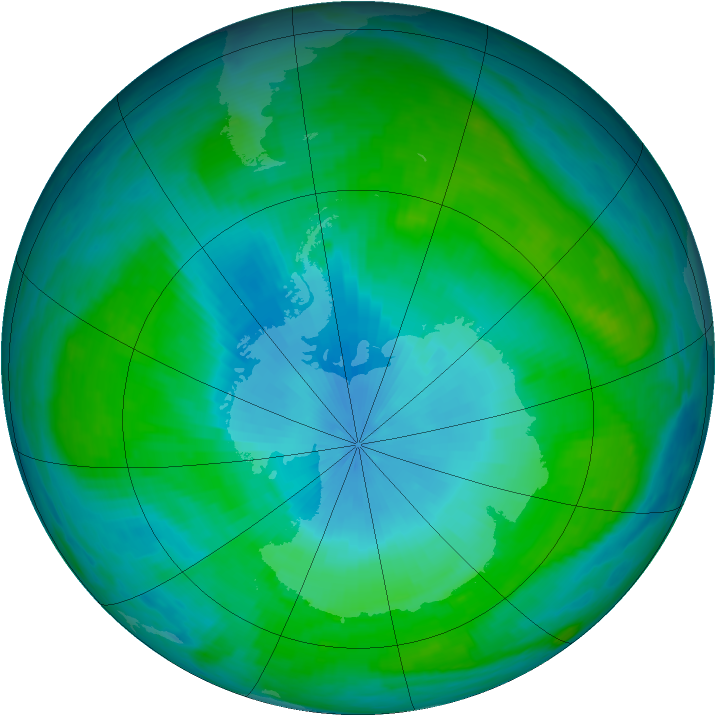 Antarctic ozone map for 01 February 1988